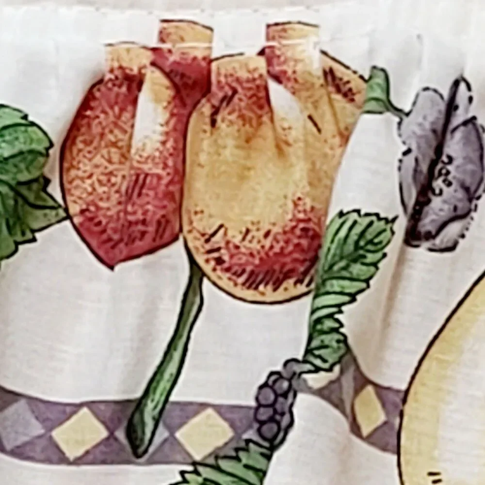 VTG Fruit Kitchen Ruffle Valance Set Cottagecore Grandmacore Farmhouse Country